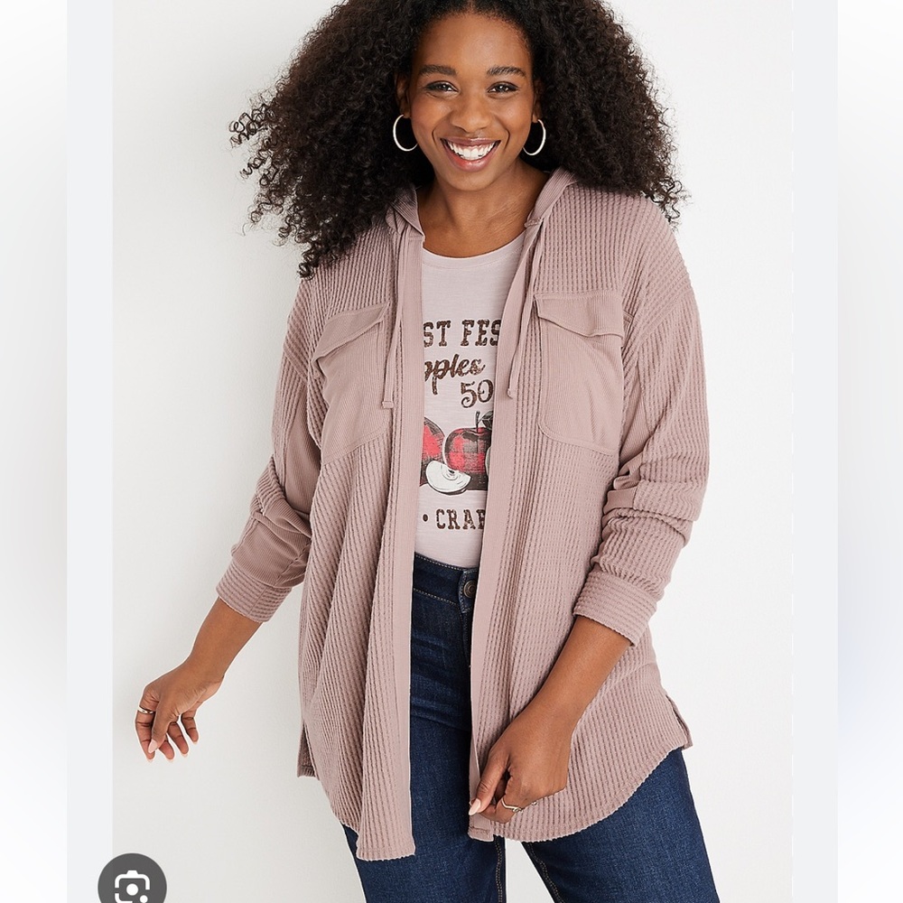 Maurices Hooded Waffle Cardigan